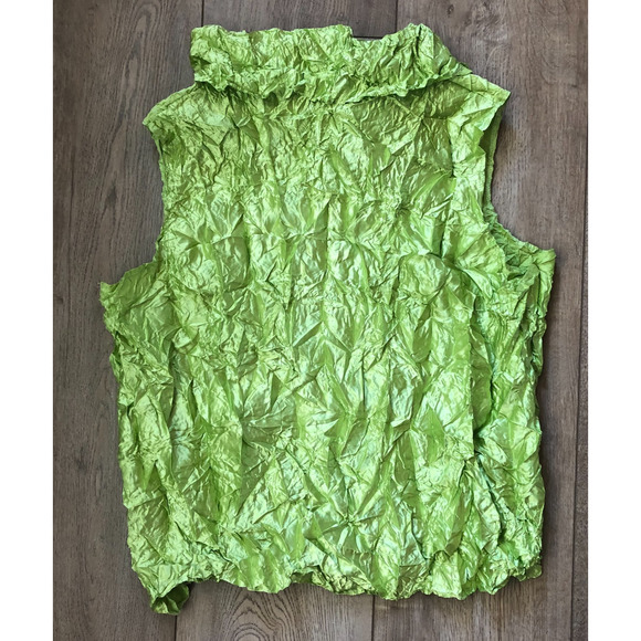 Vtg Y2K Pile Ou Face Sleeveless Ruched Stretch Yellow Tank Top OS Made in France - Picture 2 of 6